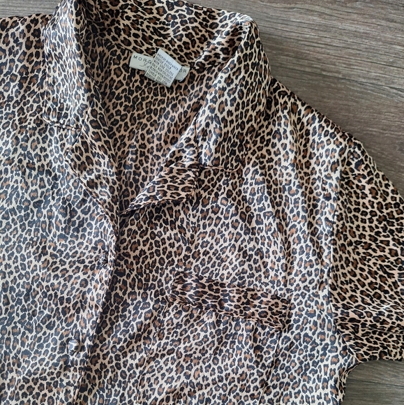 Morgan Taylor Intimates Satin Animal Print Pajama Top Size XS - Picture 2 of 6
